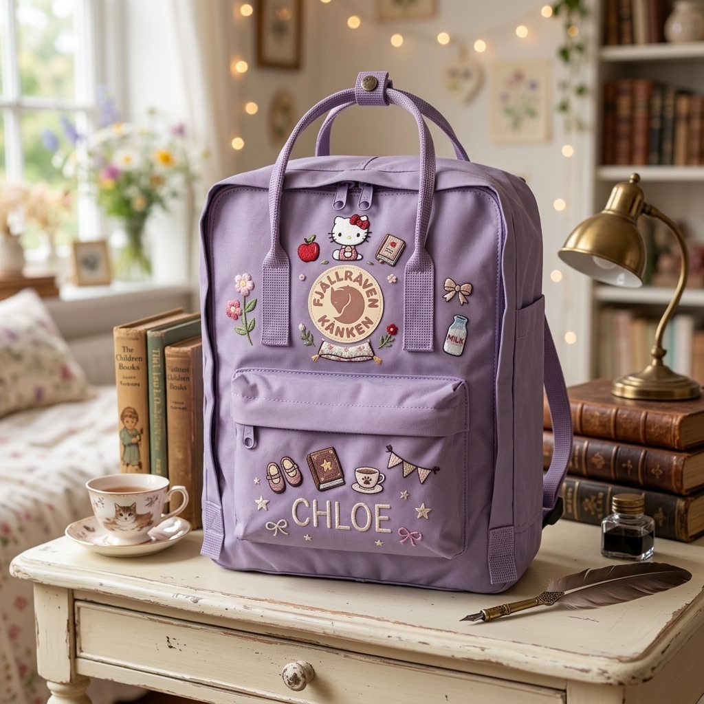 Hello Kitty Fjallraven Kanken Hand-Embroidered Backpack - Image 4
