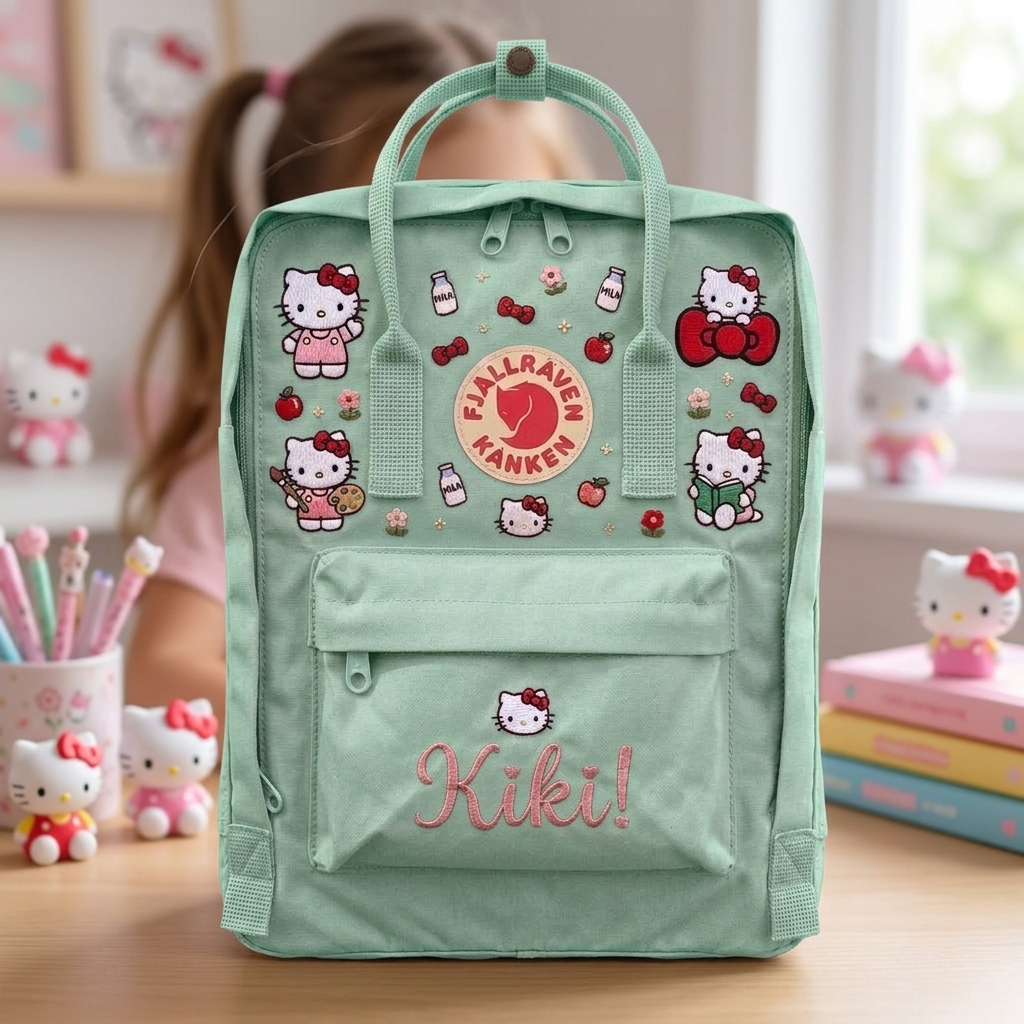 Hello Kitty Fjallraven Kanken Hand-Embroidered Backpack - Image 3