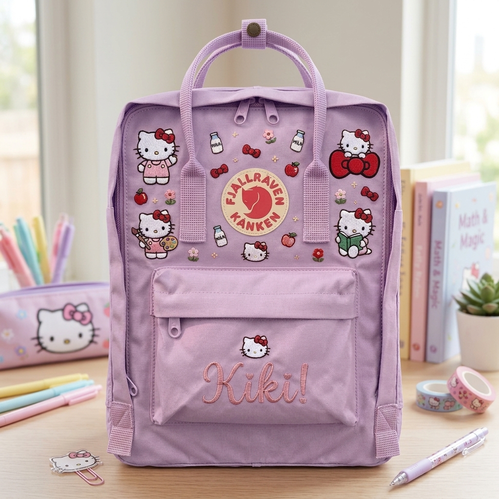Hello Kitty Fjallraven Kanken Hand-Embroidered Backpack - Image 4
