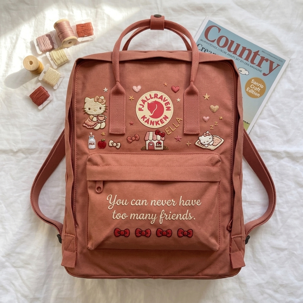 Hello Kitty Fjallraven Kanken Hand-Embroidered Backpack - Image 3