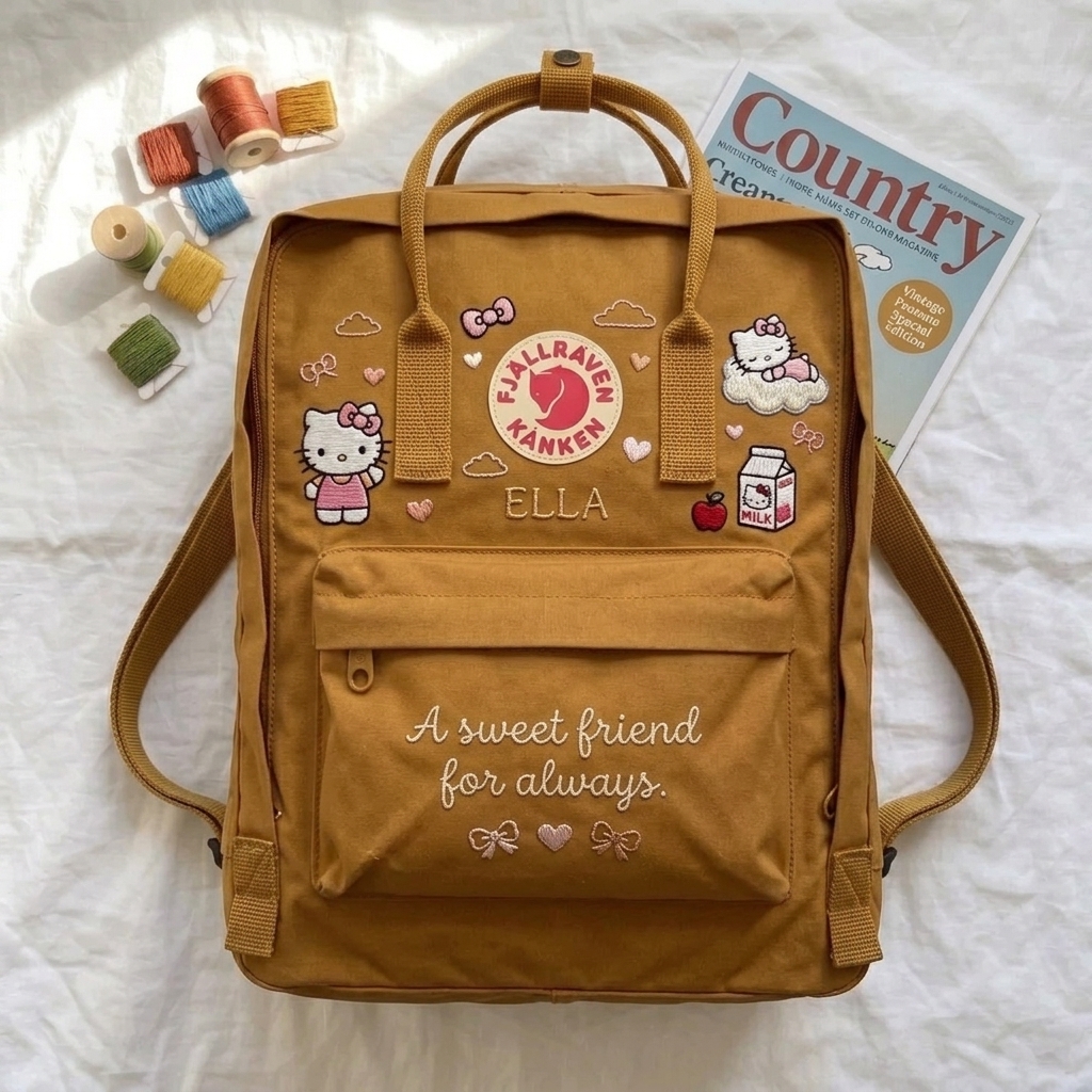 Hello Kitty Fjallraven Kanken Hand-Embroidered Backpack - Image 3
