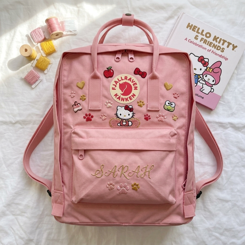Hello Kitty Fjallraven Kanken Hand-Embroidered Backpack - Image 3