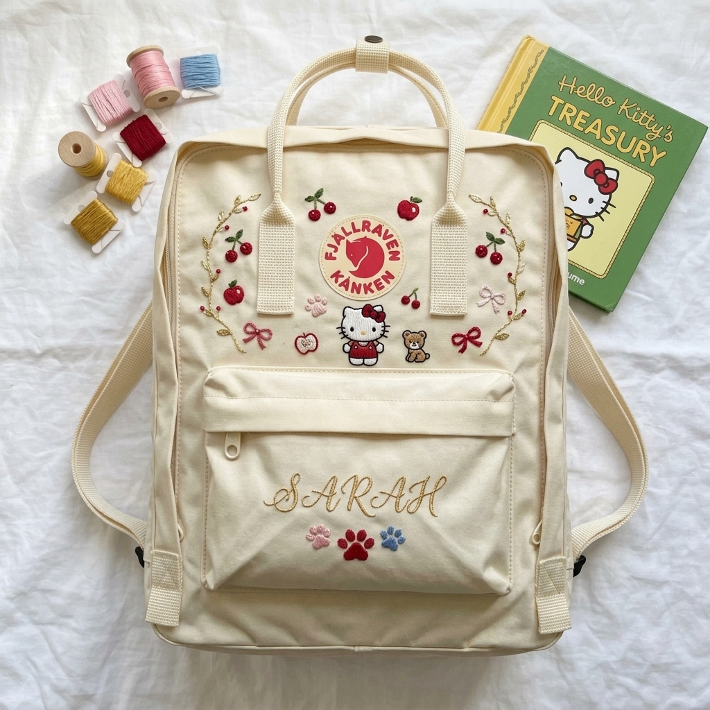 Hello Kitty Fjallraven Kanken Hand-Embroidered Backpack - Image 3
