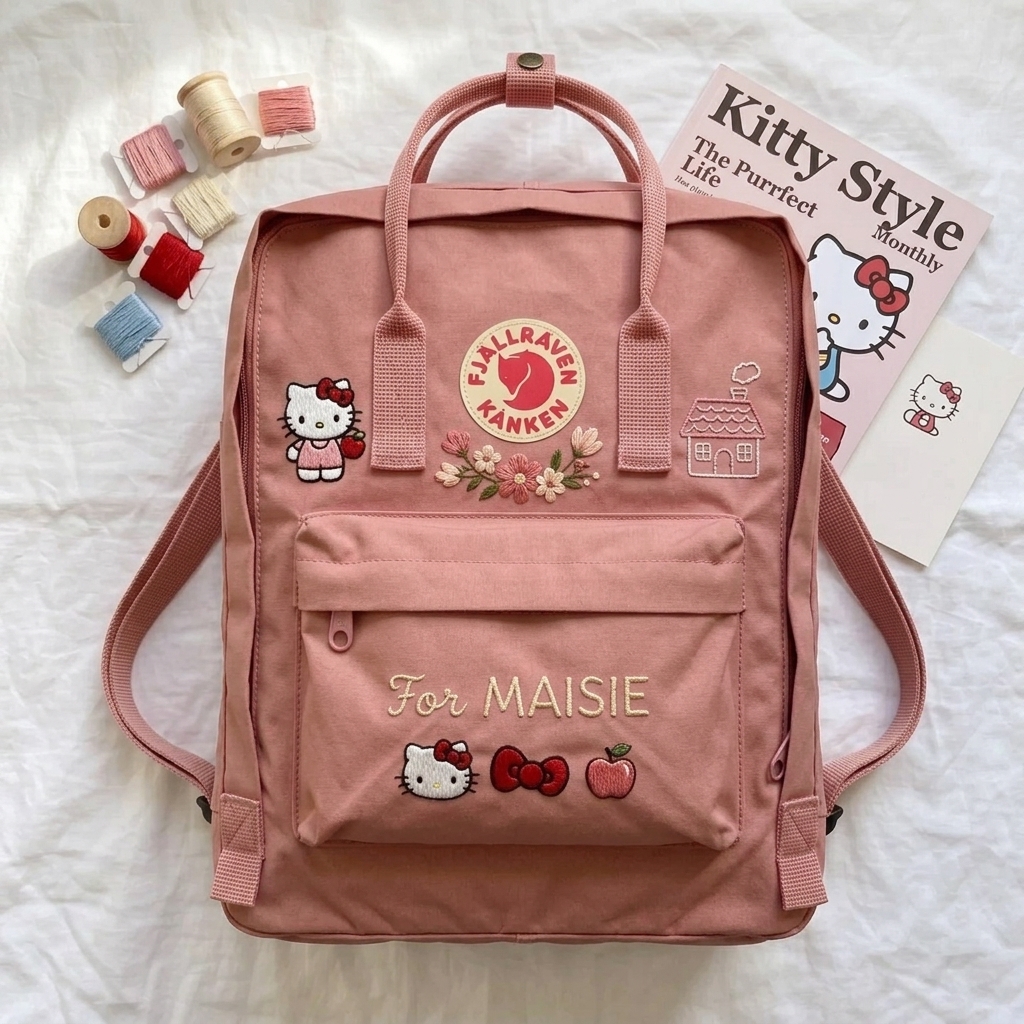Hello Kitty Fjallraven Kanken Hand-Embroidered Backpack - Image 3