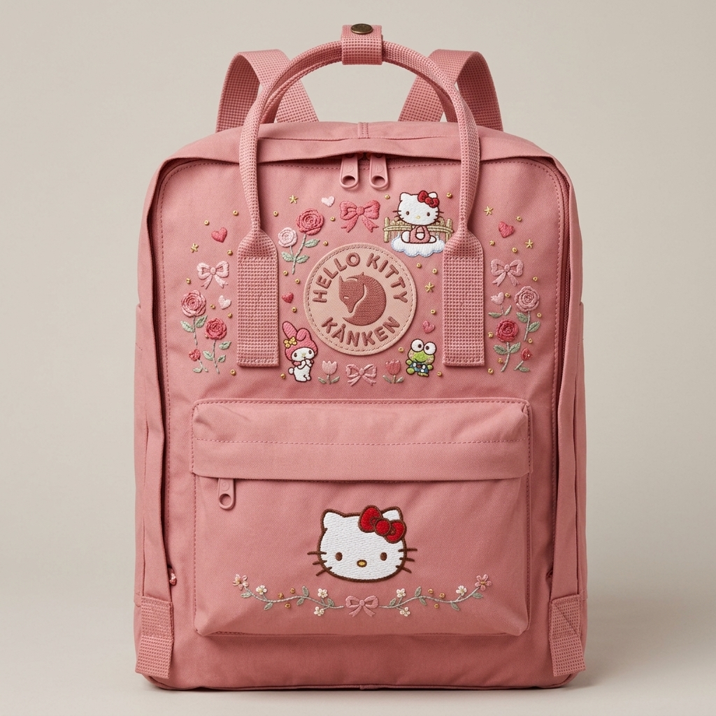 Hello Kitty Fjallraven Kanken Hand-Embroidered Backpack - Image 3