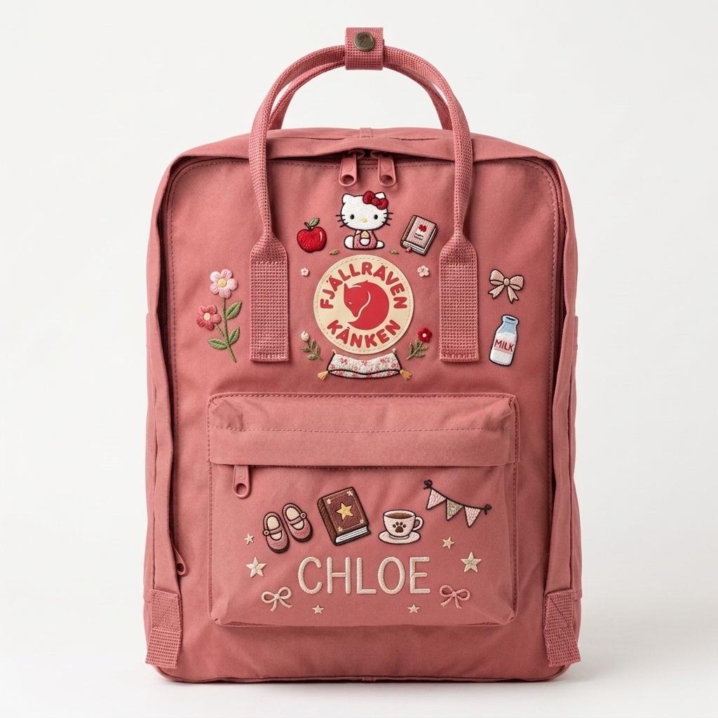 Hello Kitty Fjallraven Kanken Hand-Embroidered Backpack - Image 3