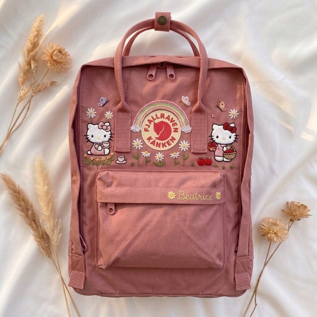 Hello Kitty Fjallraven Kanken Hand-Embroidered Backpack - Image 3