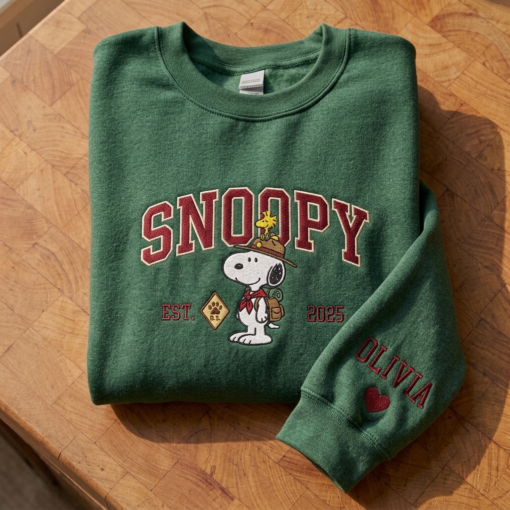 Custom Embroidered Snoopy T-Shirt, Sweatshirt, Hoodie