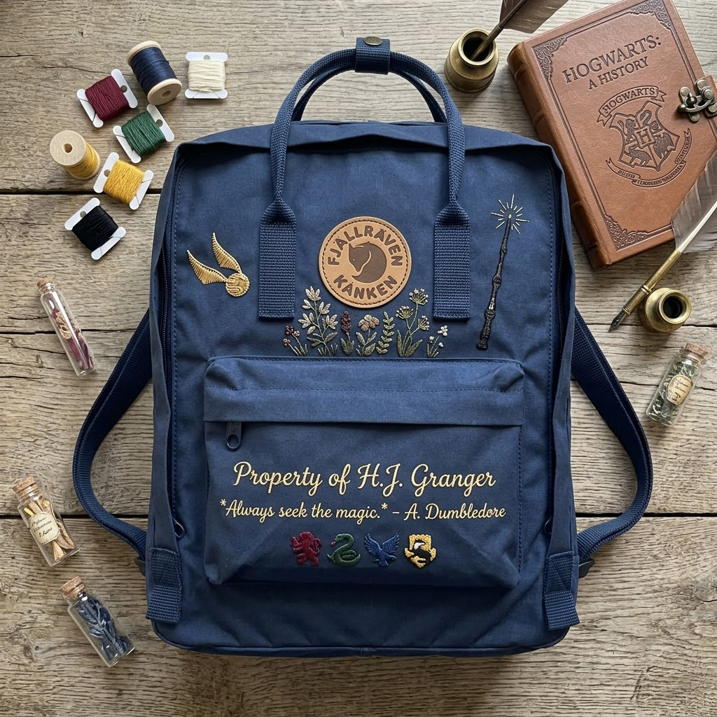 Harry Potter Fjallraven Kanken Hand-Embroidered Backpack - Image 6