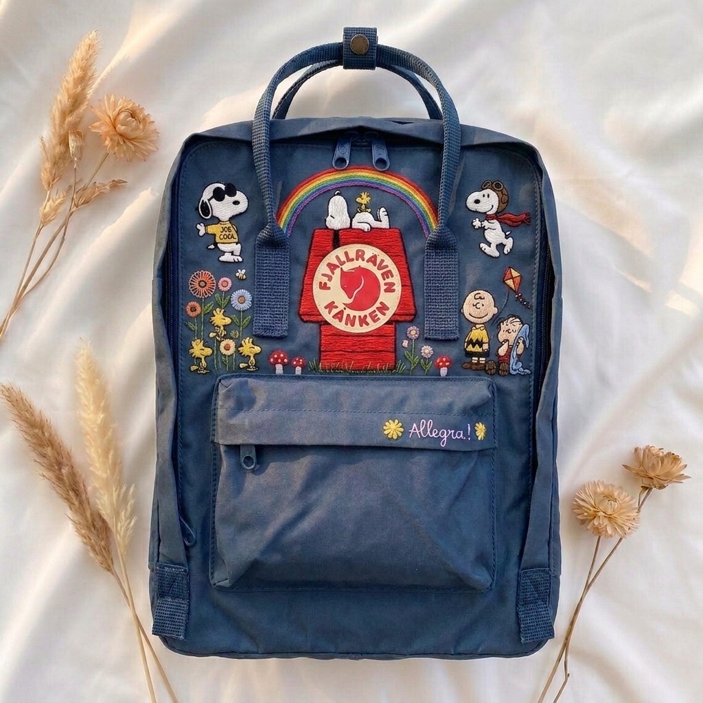 Snoopy Fjallraven Kanken Hand-Embroidered Backpack - Image 3