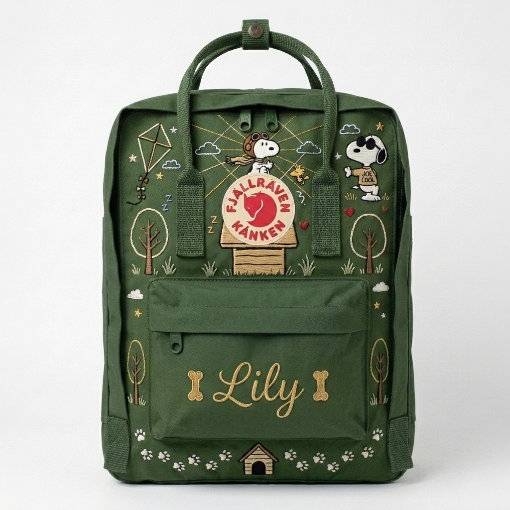 Snoopy Fjallraven Kanken Hand-Embroidered Backpack - Image 3