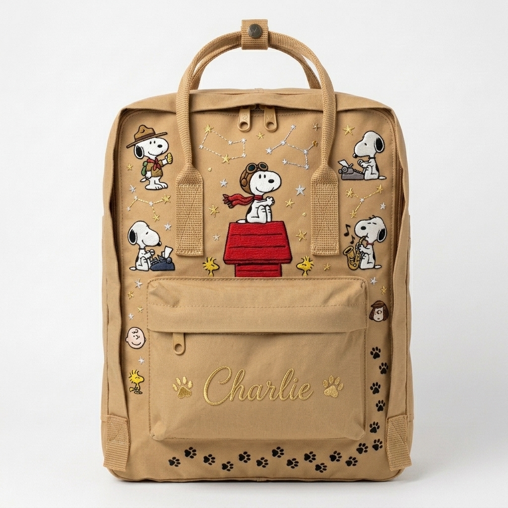 Snoopy Fjallraven Kanken Hand-Embroidered Backpack - Image 3