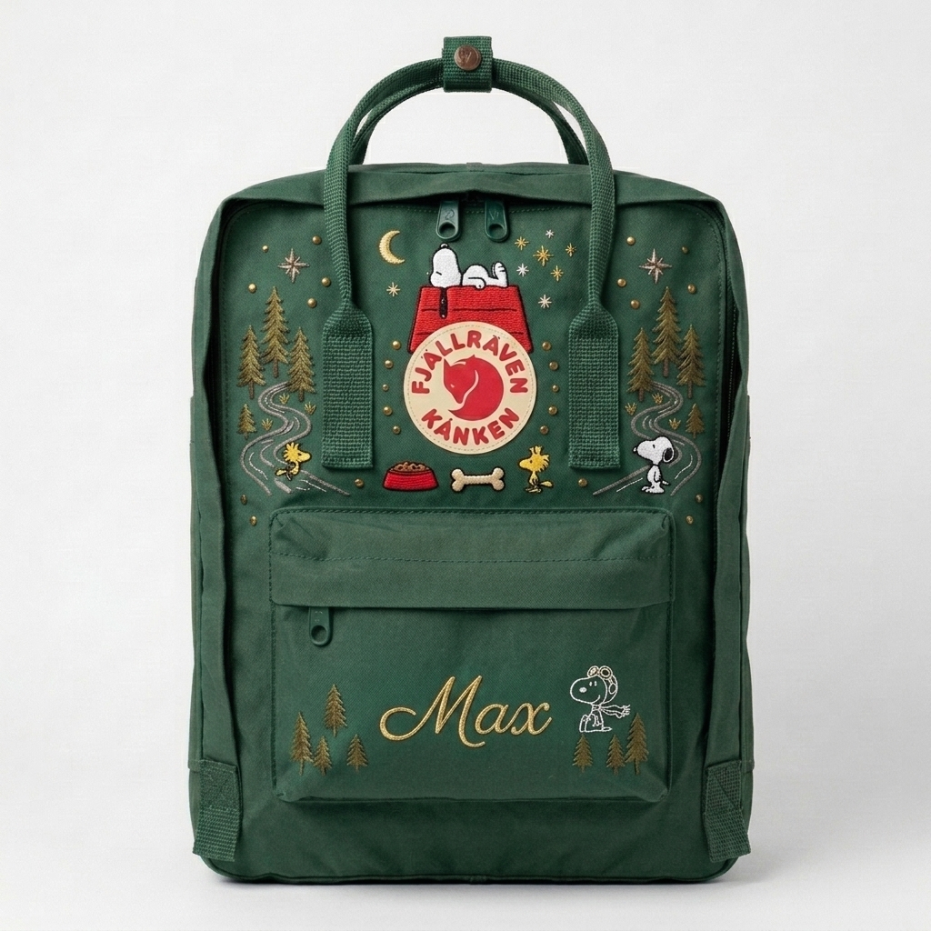Snoopy Fjallraven Kanken Hand-Embroidered Backpack - Image 3