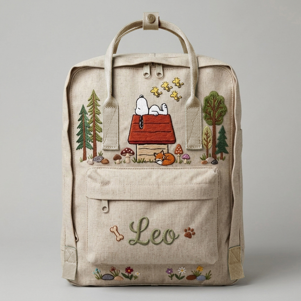 Snoopy Fjallraven Kanken Hand-Embroidered Backpack - Image 5