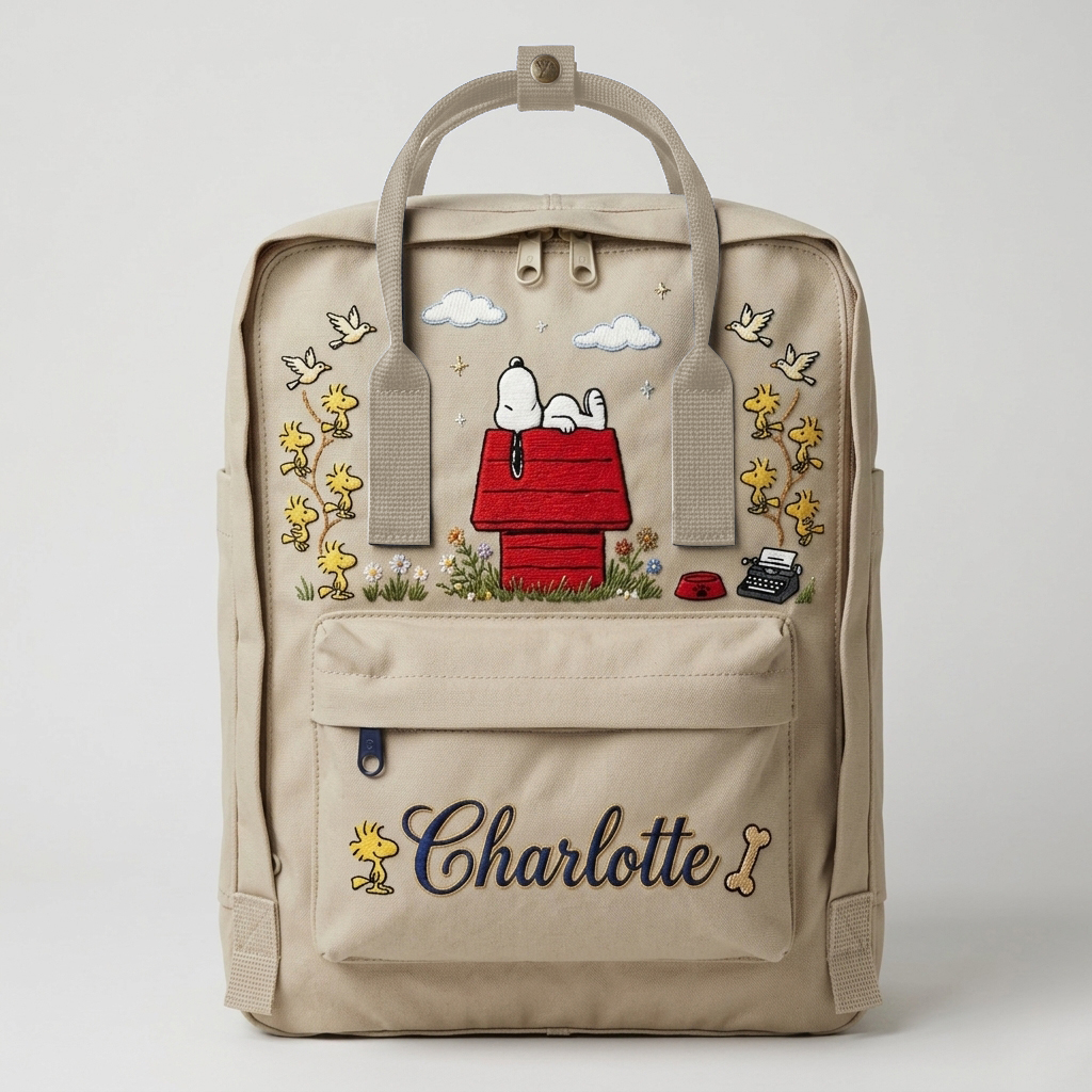 Snoopy Fjallraven Kanken Hand-Embroidered Backpack - Image 6