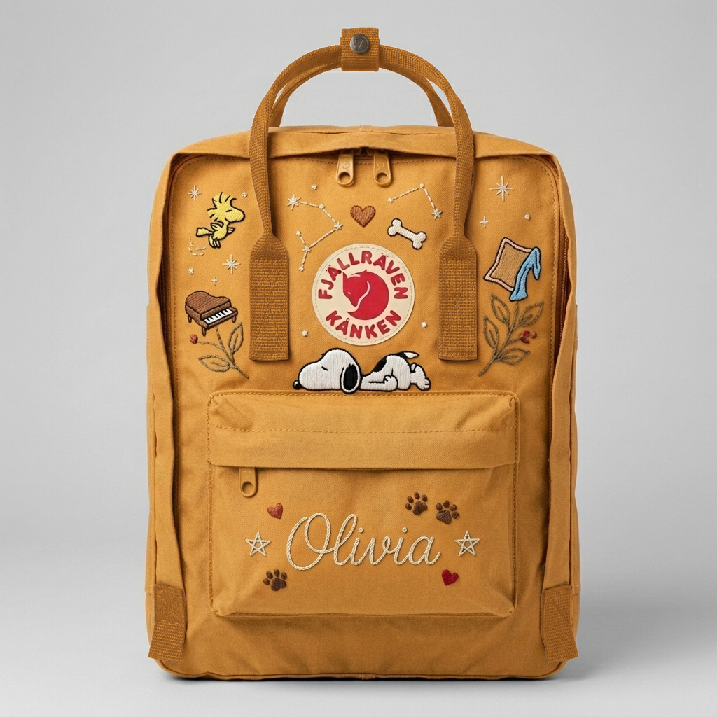 Snoopy Fjallraven Kanken Hand-Embroidered Backpack - Image 3