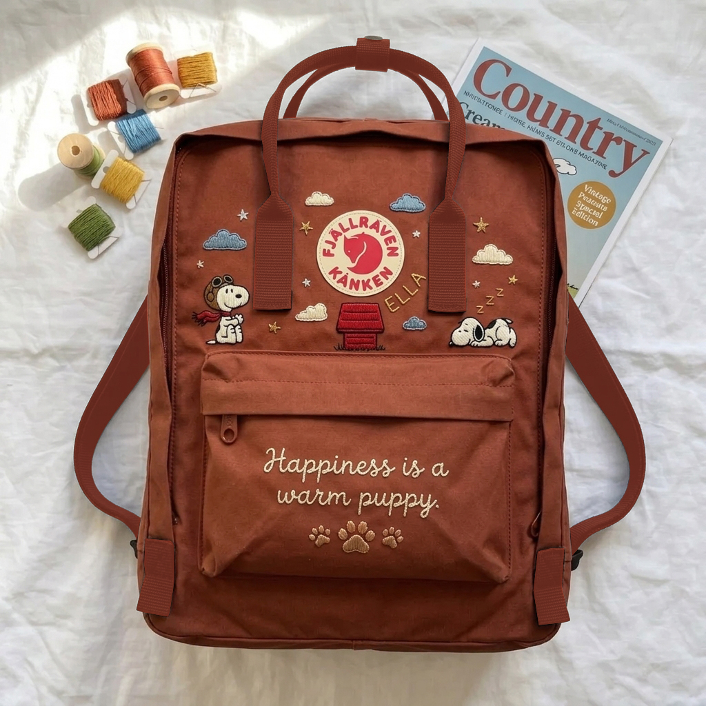 Snoopy Fjallraven Kanken Hand-Embroidered Backpack - Image 4