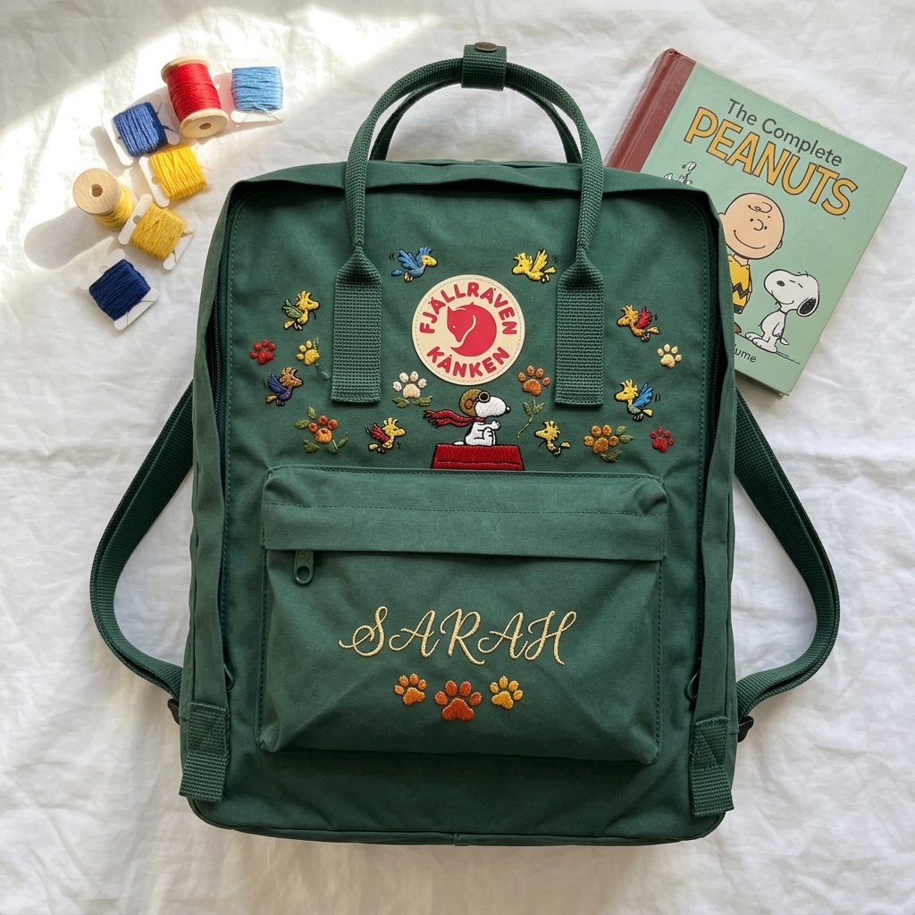 Snoopy Fjallraven Kanken Hand-Embroidered Backpack - Image 3