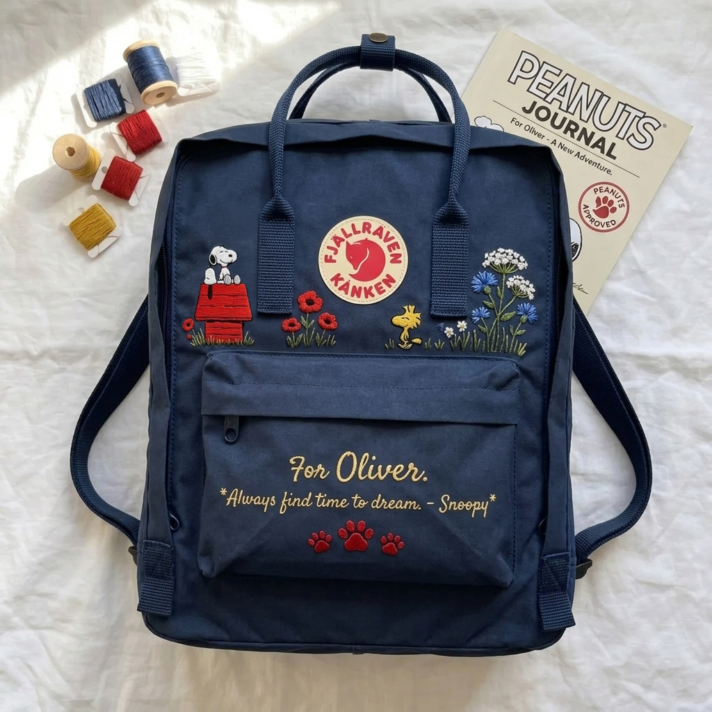 Snoopy Fjallraven Kanken Hand-Embroidered Backpack - Image 5