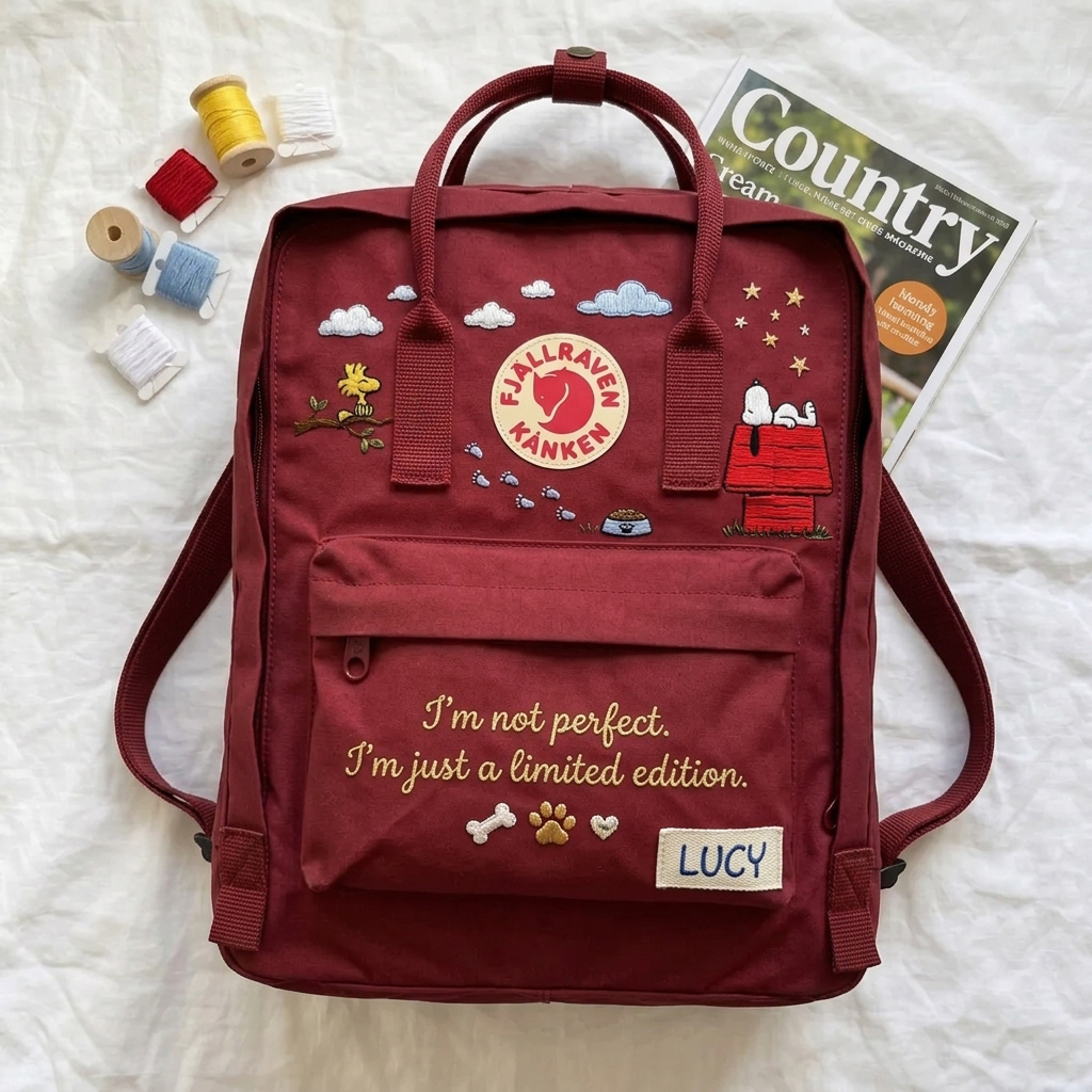 Snoopy Fjallraven Kanken Hand-Embroidered Backpack - Image 5