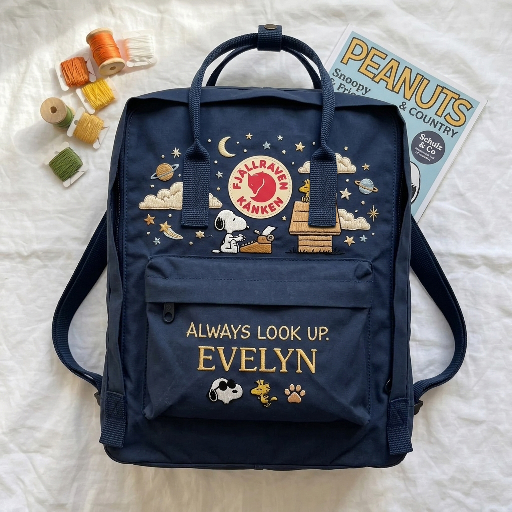 Snoopy Fjallraven Kanken Hand-Embroidered Backpack - Image 5