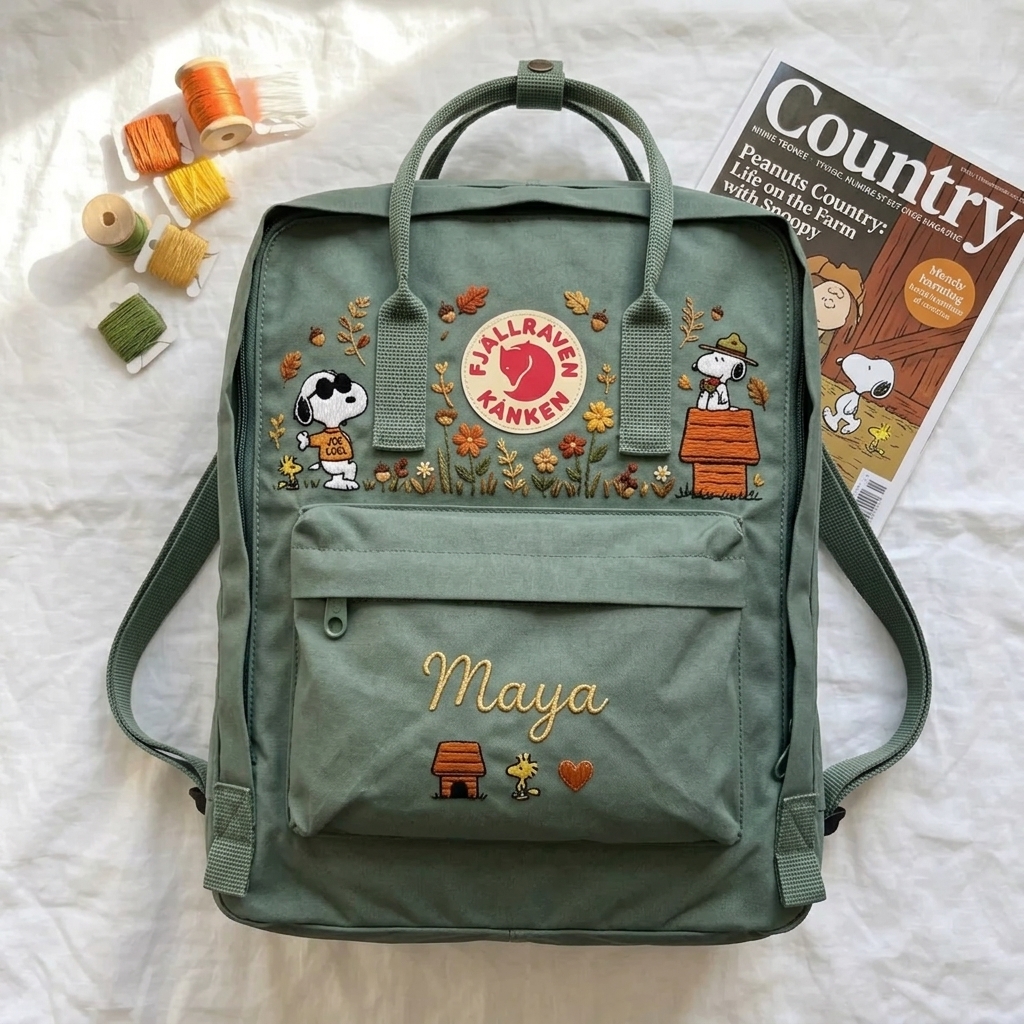 Snoopy Fjallraven Kanken Hand-Embroidered Backpack - Image 3