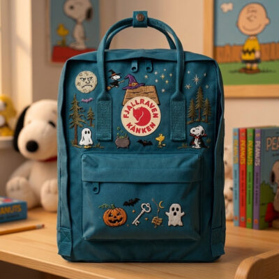 Snoopy - Halloween Fjallraven Kanken Hand-Embroidered Backpack