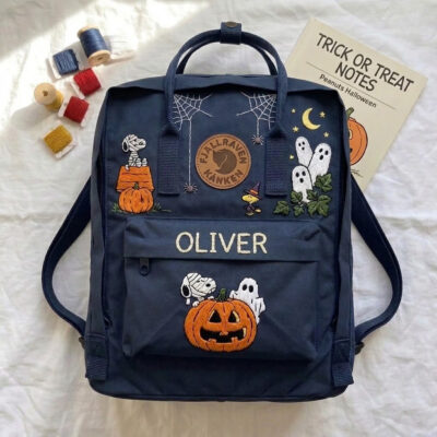 Snoopy - Halloween Fjallraven Kanken Hand-Embroidered Backpack