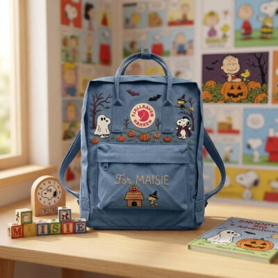 Snoopy - Halloween Fjallraven Kanken Hand-Embroidered Backpack