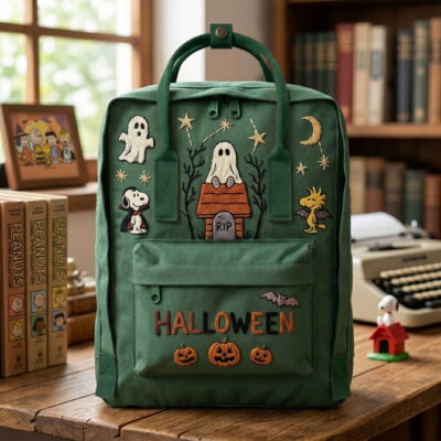 Snoopy - Halloween Fjallraven Kanken Hand-Embroidered Backpack
