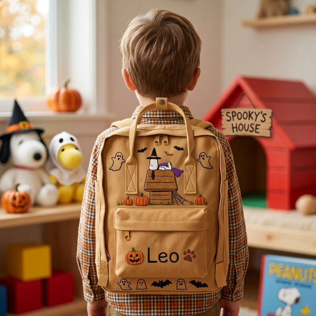 Snoopy - Halloween Fjallraven Kanken Hand-Embroidered Backpack - Image 4