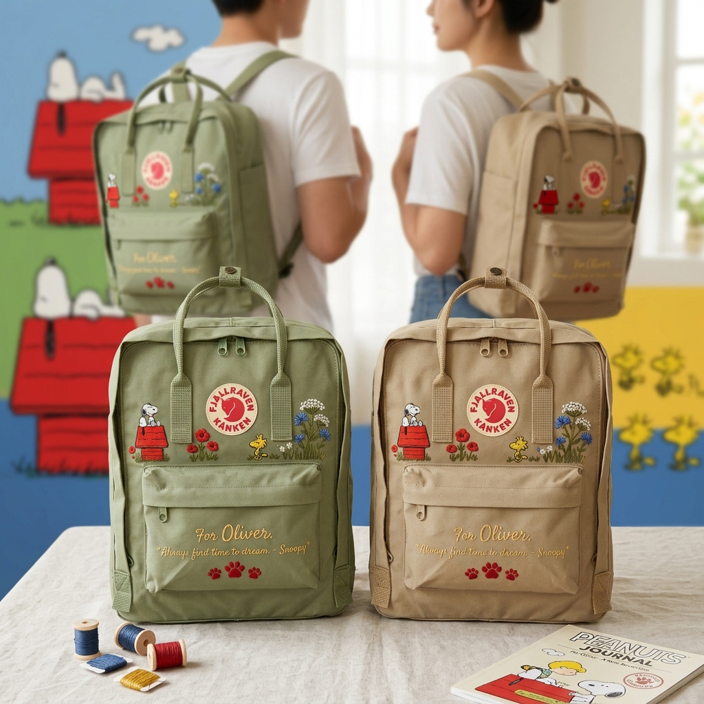 Snoopy Fjallraven Kanken Hand-Embroidered Backpack - Image 6