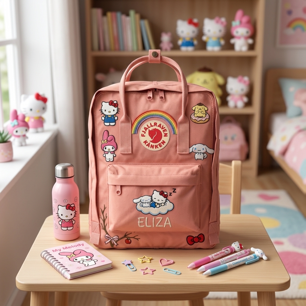 Hello Kitty Fjallraven Kanken Hand-Embroidered Backpack - Image 3