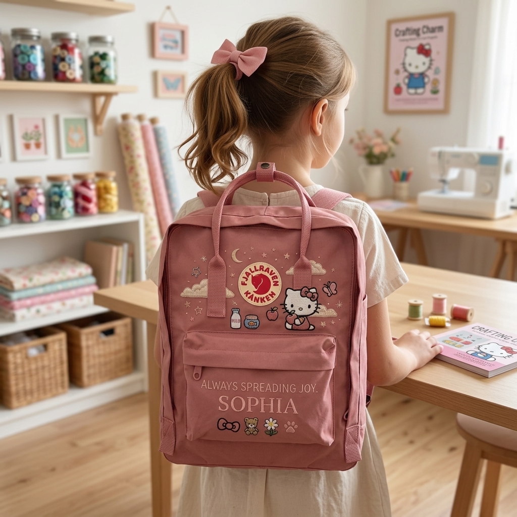 Hello Kitty Fjallraven Kanken Hand-Embroidered Backpack - Image 7