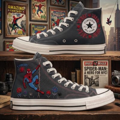 Spiderman Hand-Embroidered Converse Chuck Taylor 1970s - All Star Classic