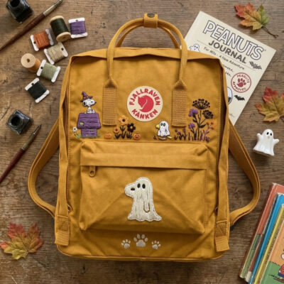 Snoopy - Halloween Fjallraven Kanken Hand-Embroidered Backpack