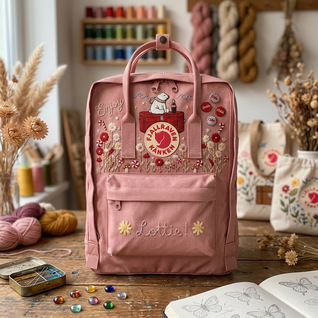 Coca-cola Fjallraven Kanken Hand-Embroidered Backpack