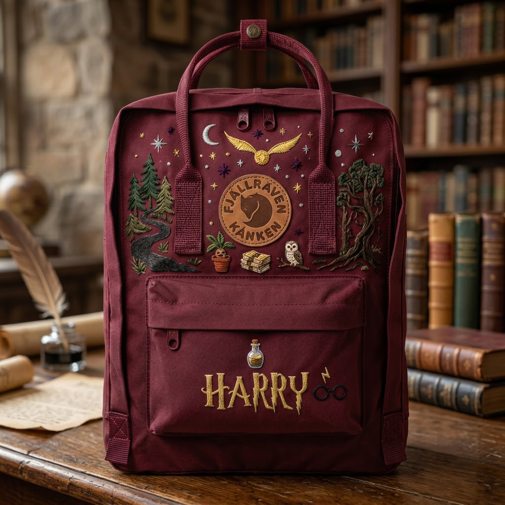 Harry Potter Fjallraven Kanken Hand-Embroidered Backpack - Image 4