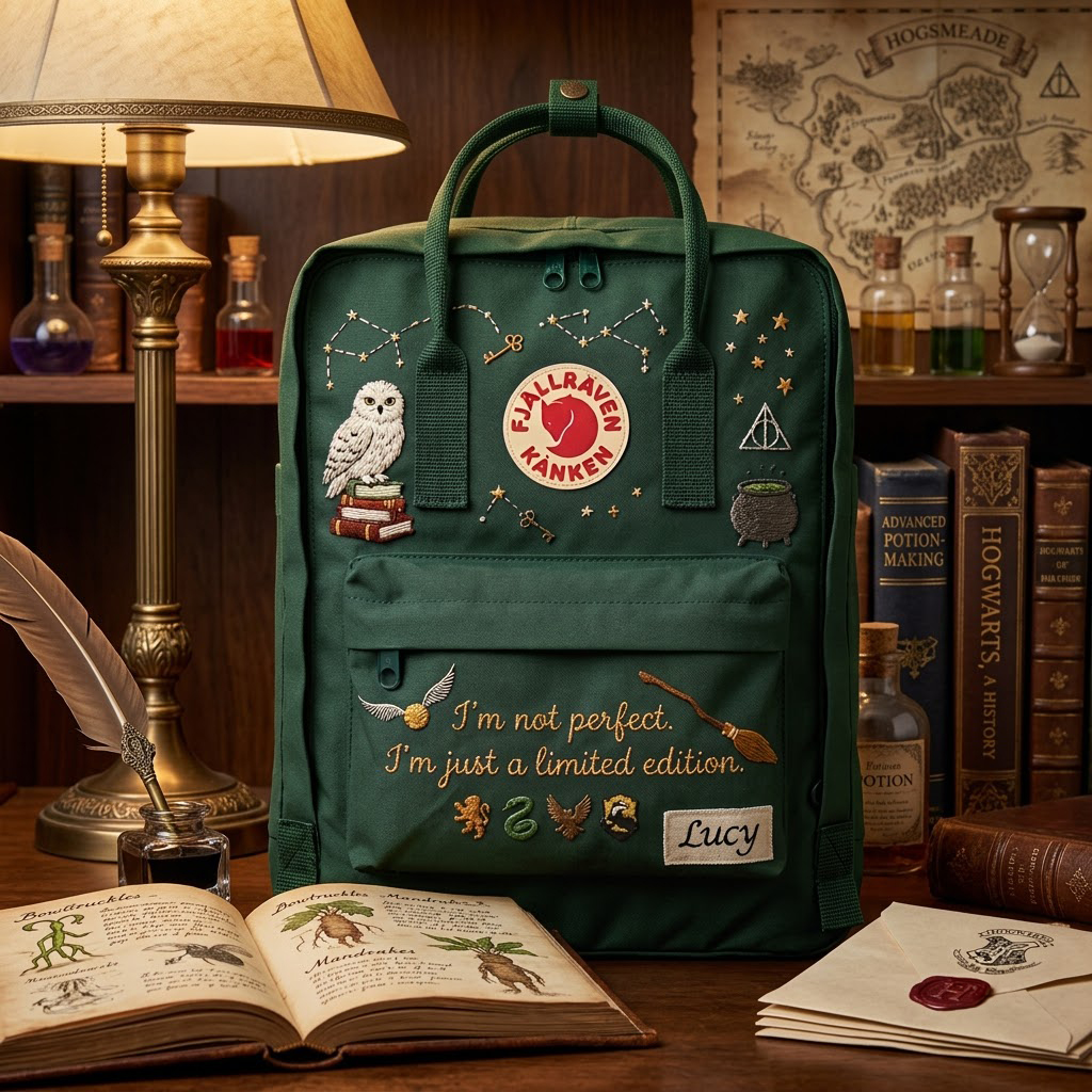 Harry Potter Fjallraven Kanken Hand-Embroidered Backpack - Image 4