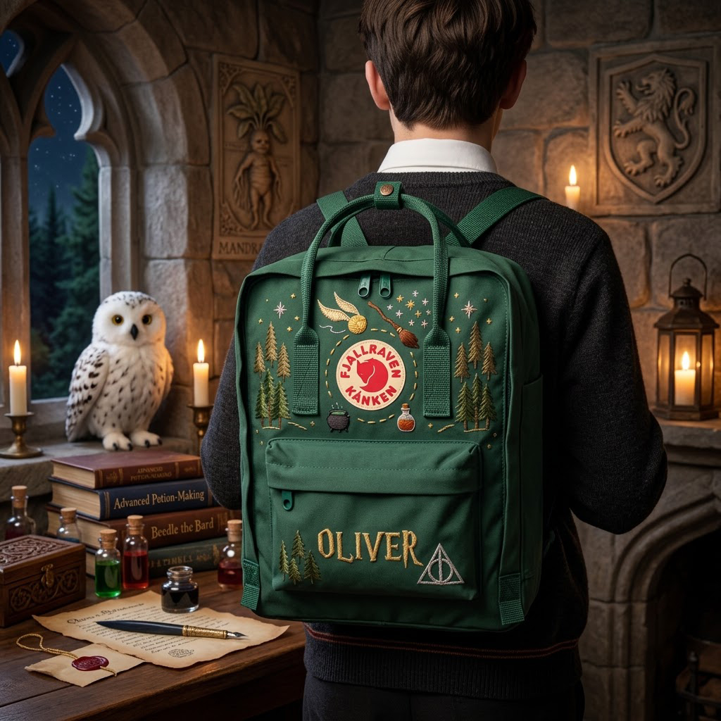 Harry Potter Fjallraven Kanken Hand-Embroidered Backpack - Image 4