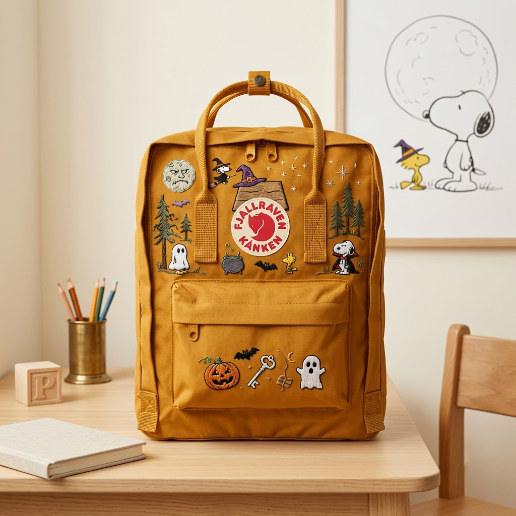 Snoopy - Halloween Fjallraven Kanken Hand-Embroidered Backpack - Image 5