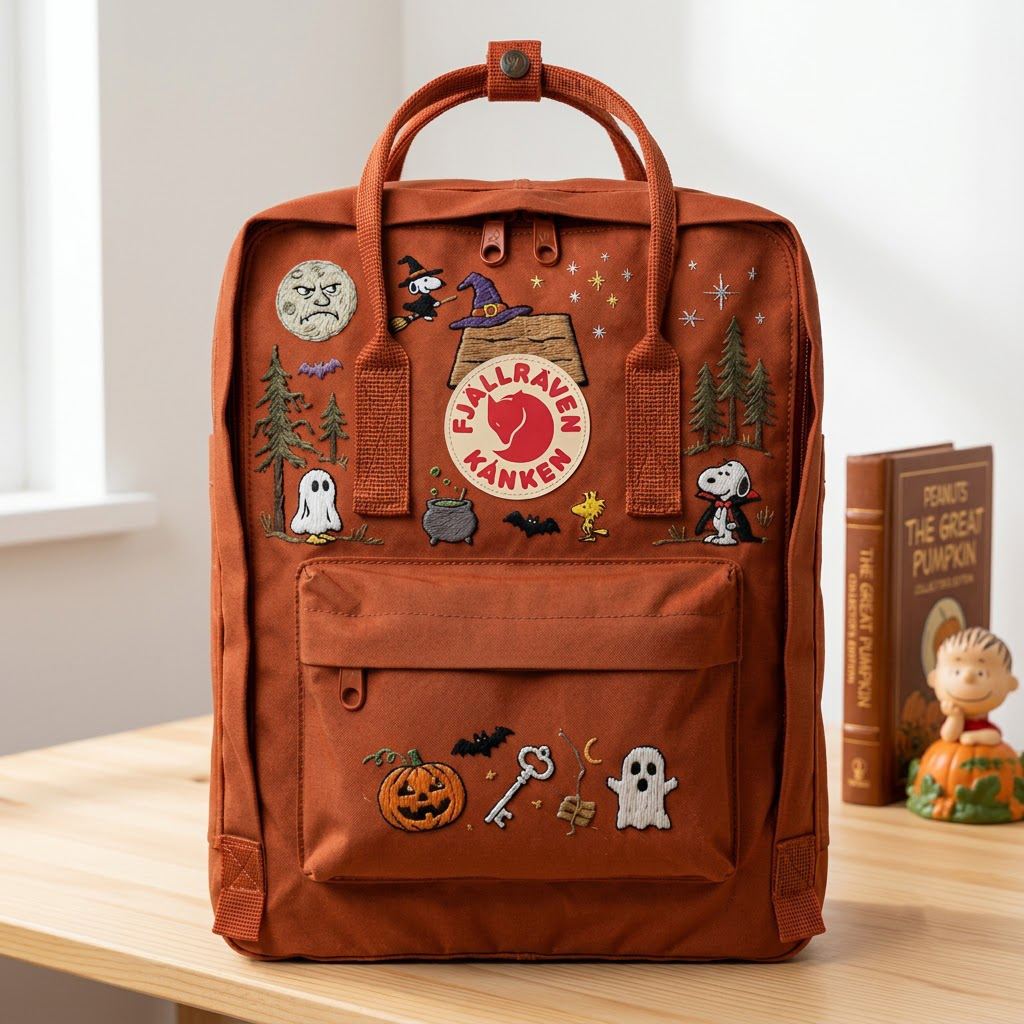 Snoopy - Halloween Fjallraven Kanken Hand-Embroidered Backpack - Image 4