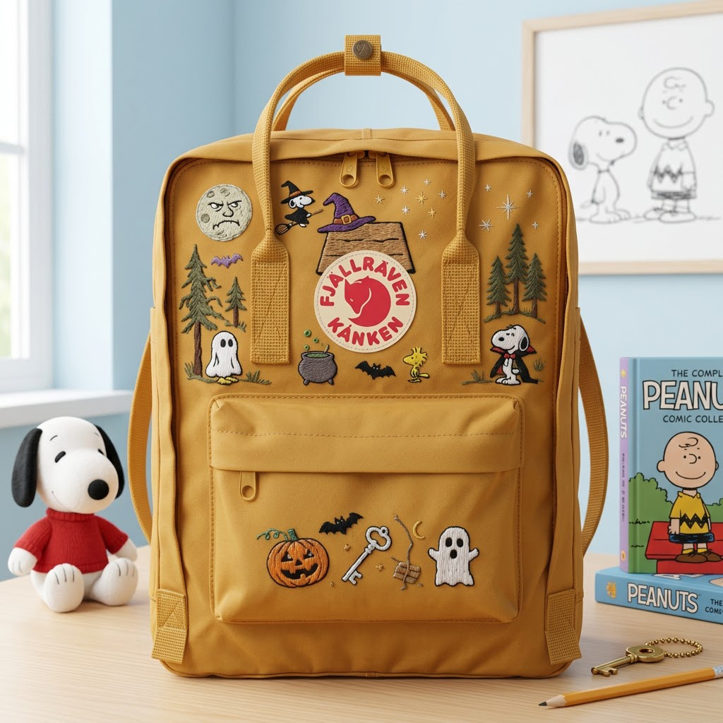 Snoopy - Halloween Fjallraven Kanken Hand-Embroidered Backpack - Image 3
