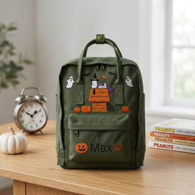 Snoopy - Halloween Fjallraven Kanken Hand-Embroidered Backpack