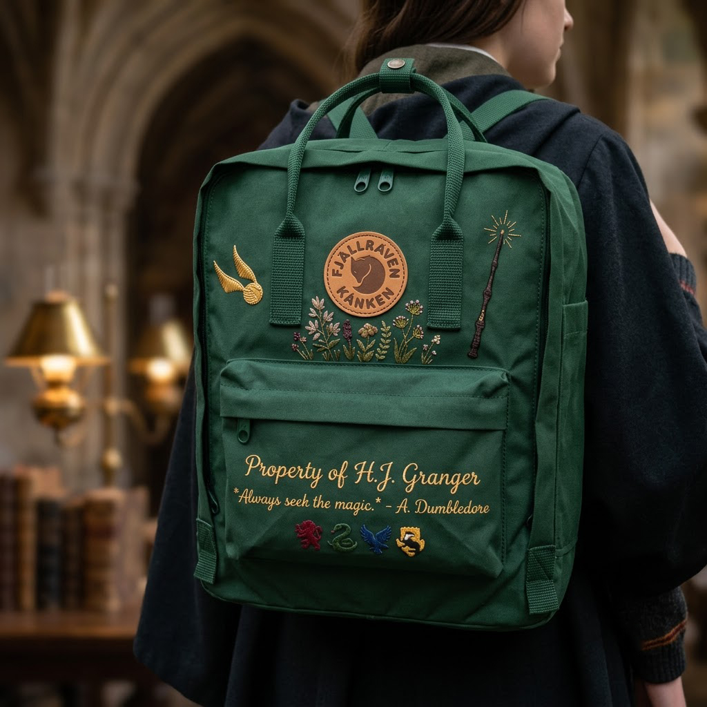 Harry Potter Fjallraven Kanken Hand-Embroidered Backpack - Image 4