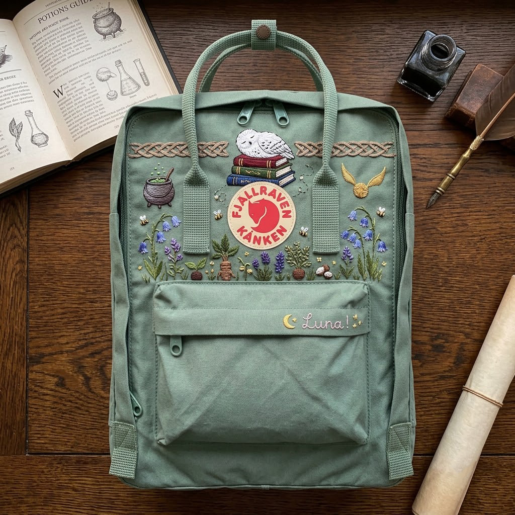 Harry Potter Fjallraven Kanken Hand-Embroidered Backpack - Image 4