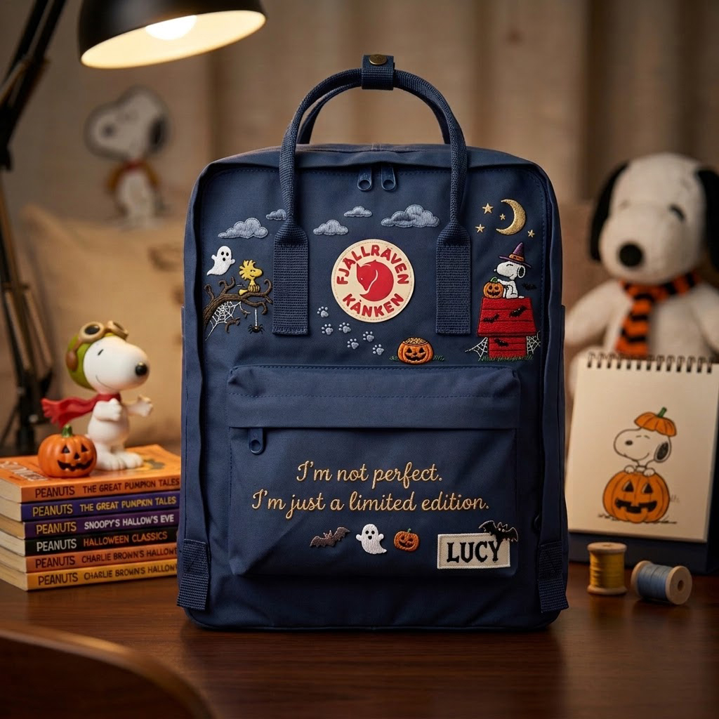 Snoopy - Halloween Fjallraven Kanken Hand-Embroidered Backpack - Image 3