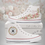Personalized Wedding Hand-Embroidered Sneakers, Wedding Gift for Bride, Wedding Hand-Embroidered Shoes, Anniversary Gift, Hand-Embroidered Converse Chuck Taylor 1970s - All Star Classic